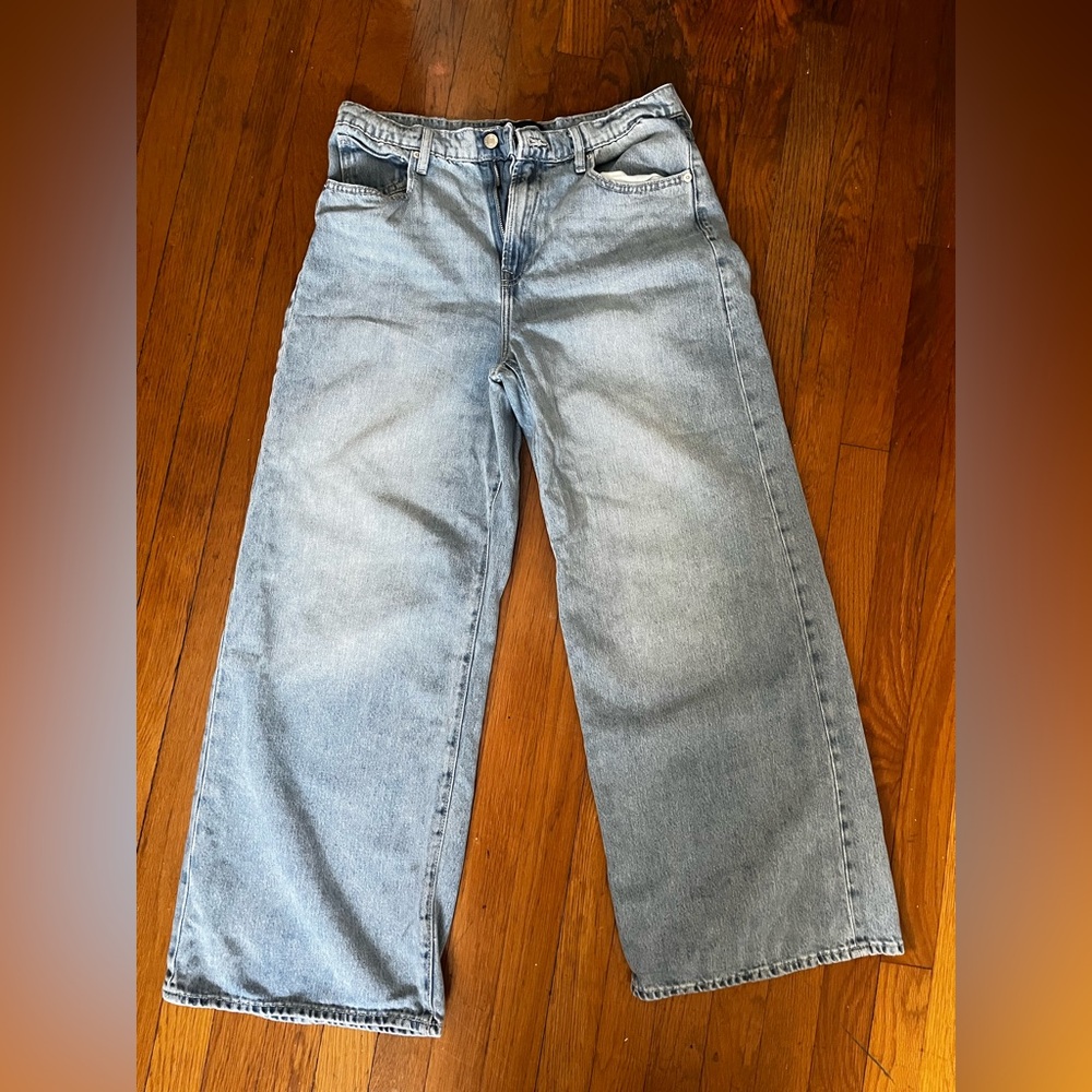 Light blue wide leg gap jeans